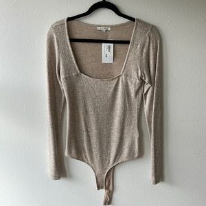 Z Supply Long Sleeve Bodysuit, Oatmeal Color NWT